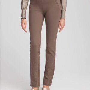Chico’s Juliet Slim Leg So Slimming Warm Mocha Diamanté Embellished 6R